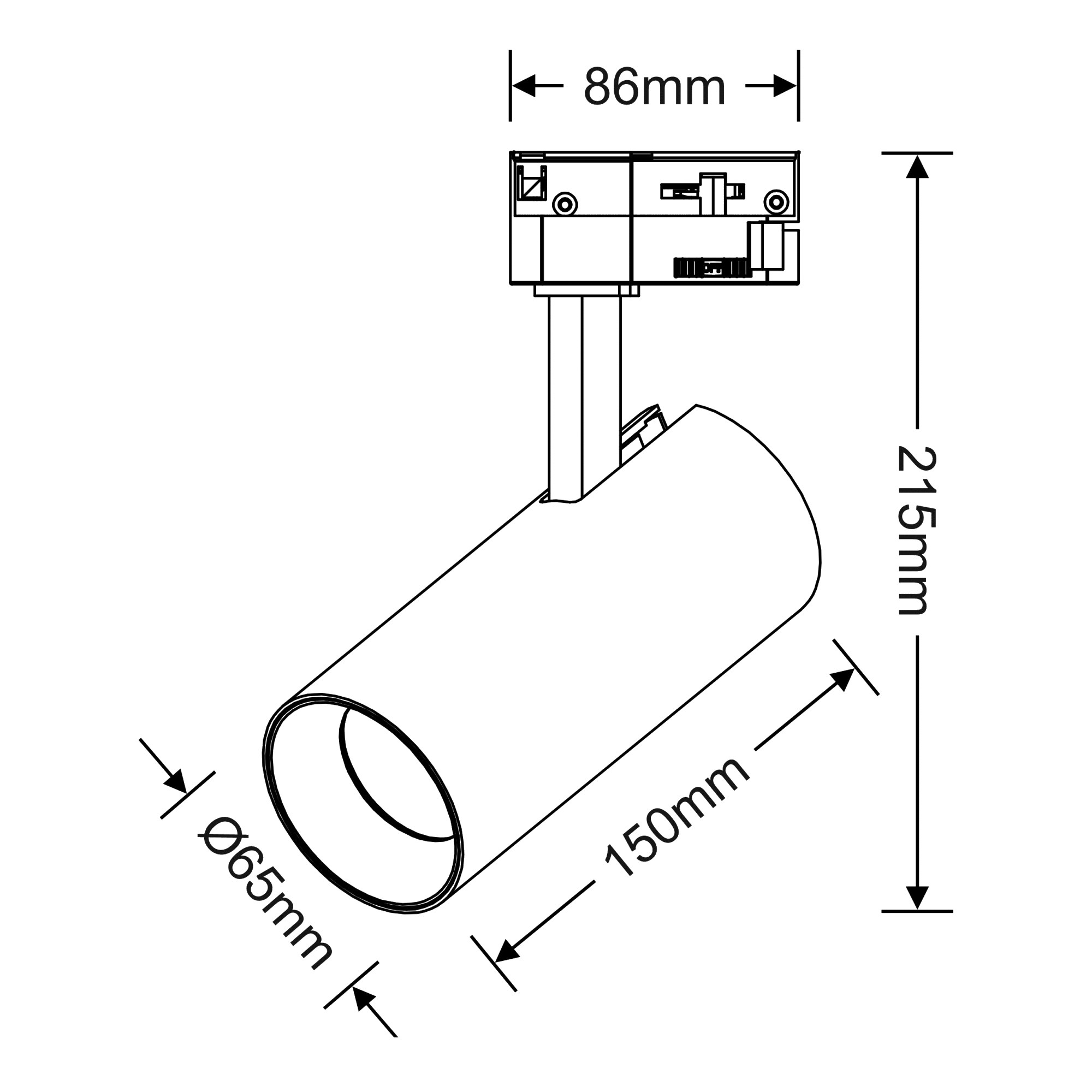 DX160009  Eos T 10, GU10/LED Module, Gold, Cylinder Track Light, 90° Tilt, 350° R/tion, Powergear 3P Adaptor, Push Fit Fast Connector, 5yrs Warranty